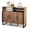 Brown Home 2 Tier Wine Bar Cabinet with 3 Doors and Adjustable Shelves Ideal for Home or Bar
